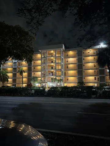 Night time photo of building