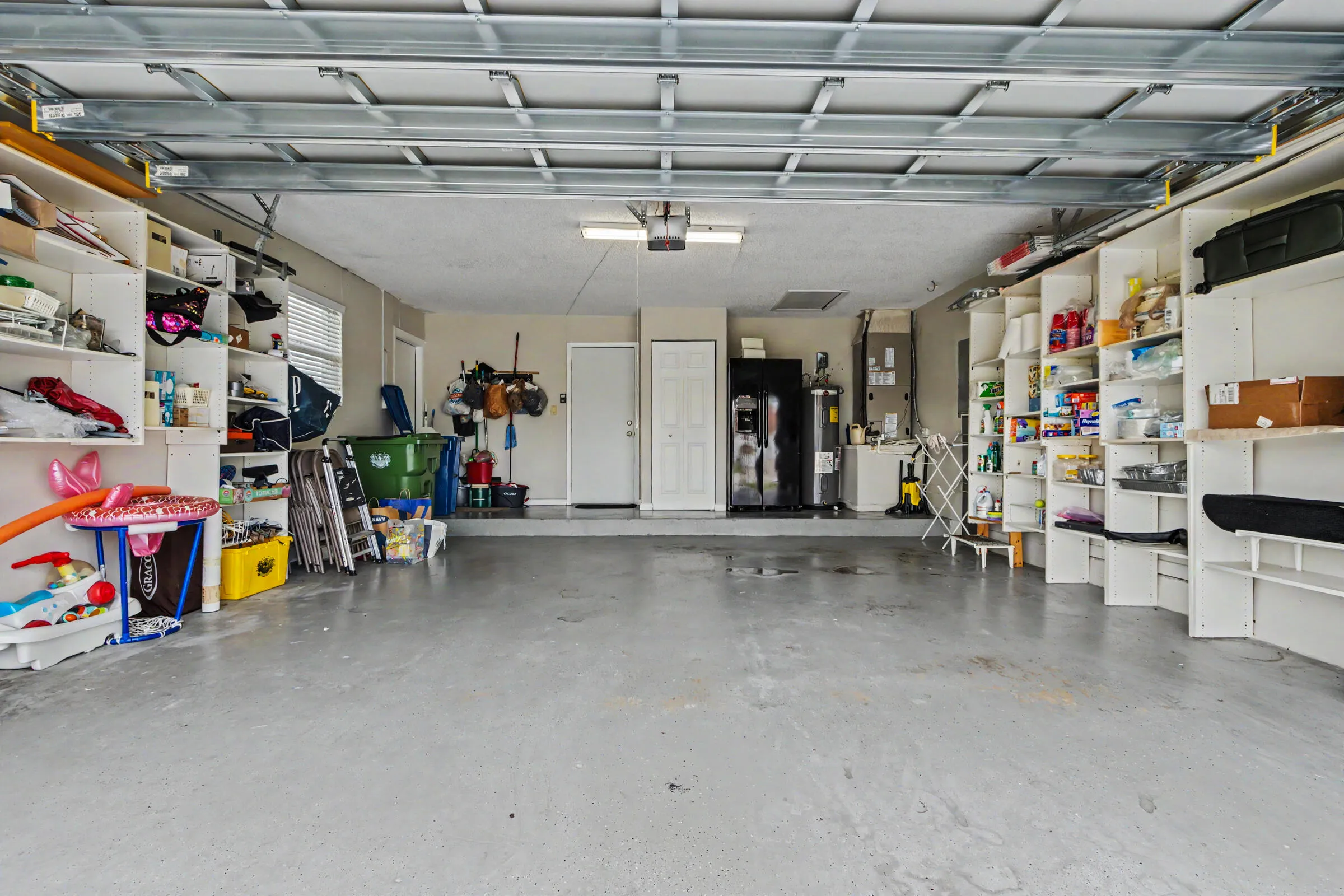 Super clean garage with storage