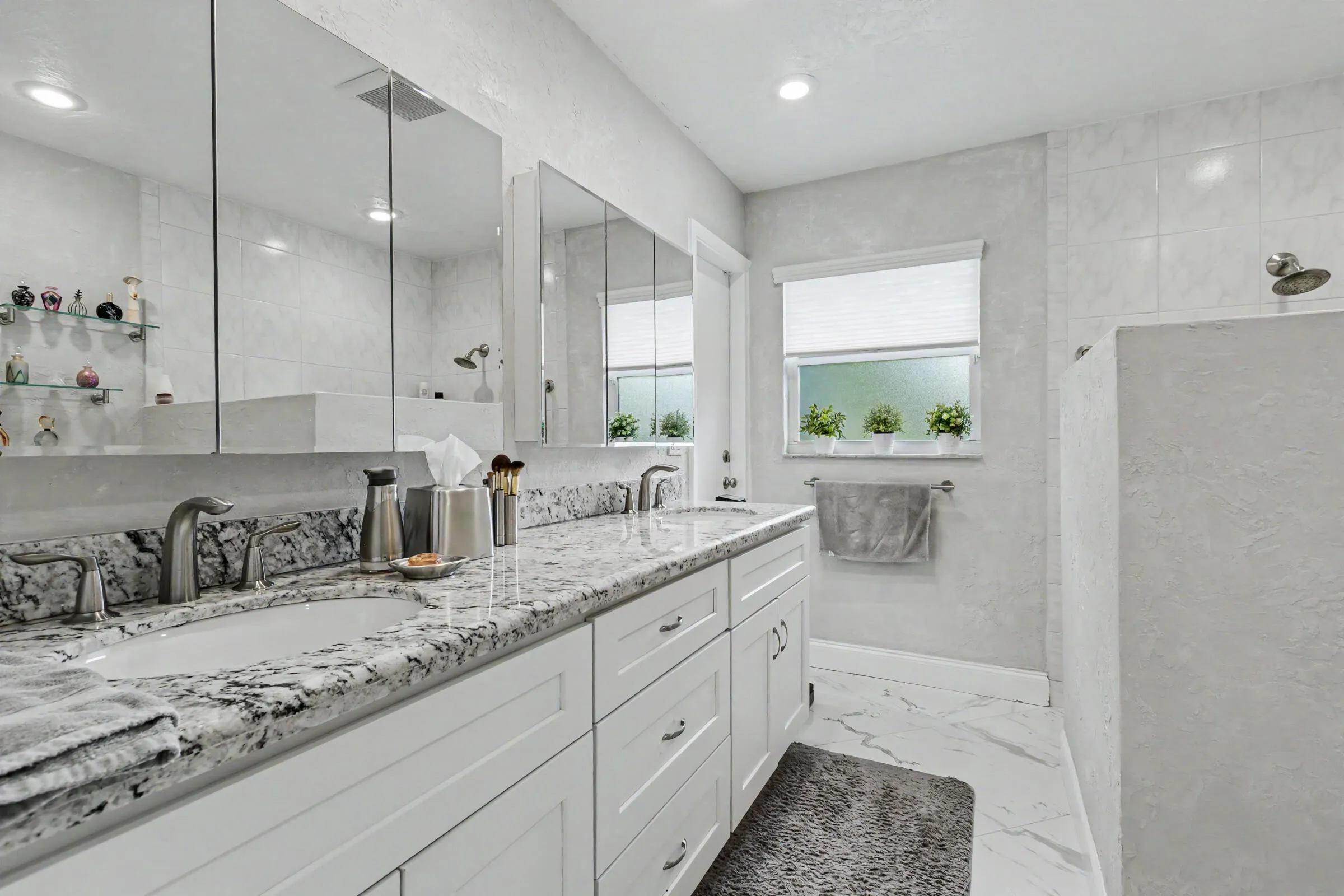Primary bathroom with step in shower