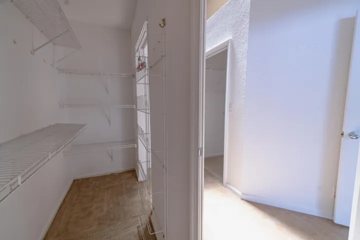 Walk-in closet featuring wire shelving and carpet flooring