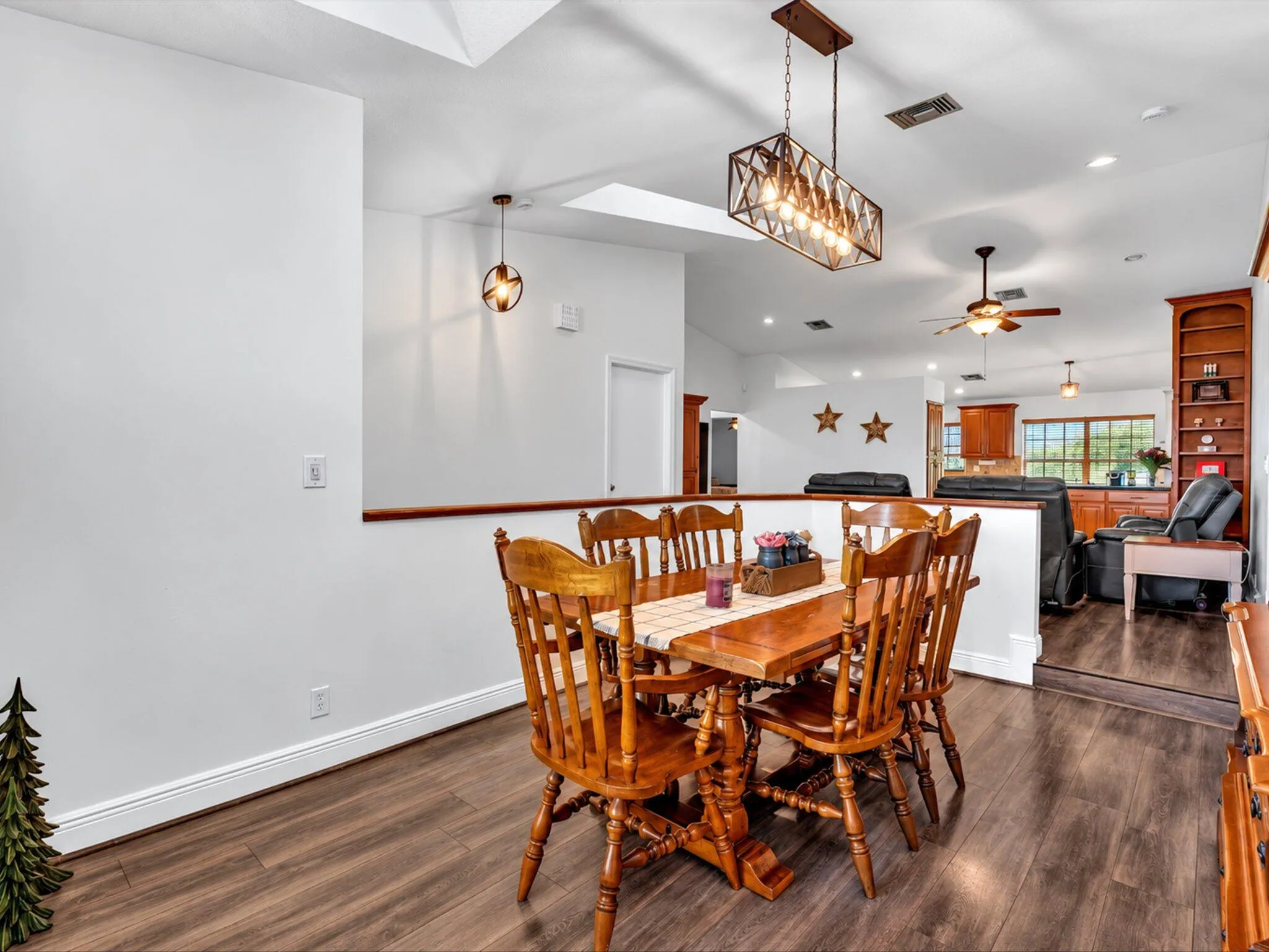 Wood-finish flooring throughout