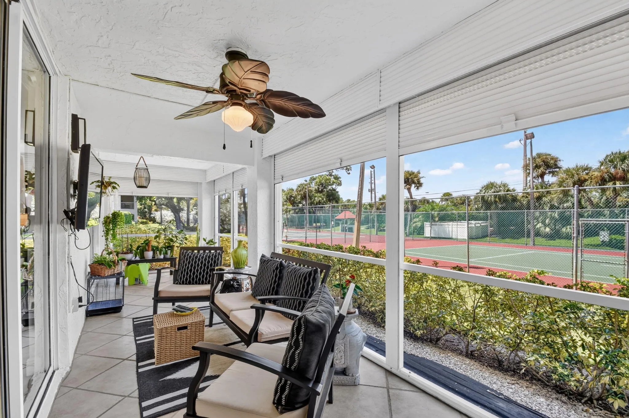 Huge patio with roll down hurricane shutters