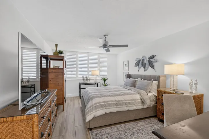 Gorgeous luxury vinyl flooring-plantations shutters