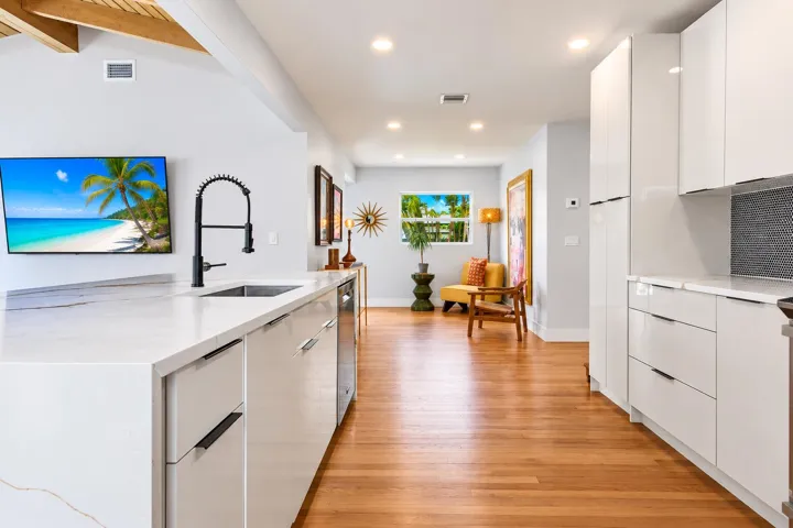 Premium appliances and quartz waterfall