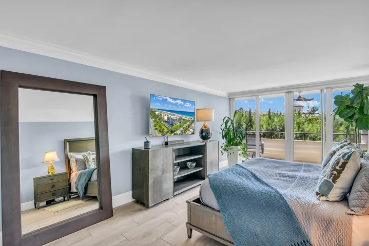 Large screen TV with adjustable mount and a huge floor mirror, all furniture is included