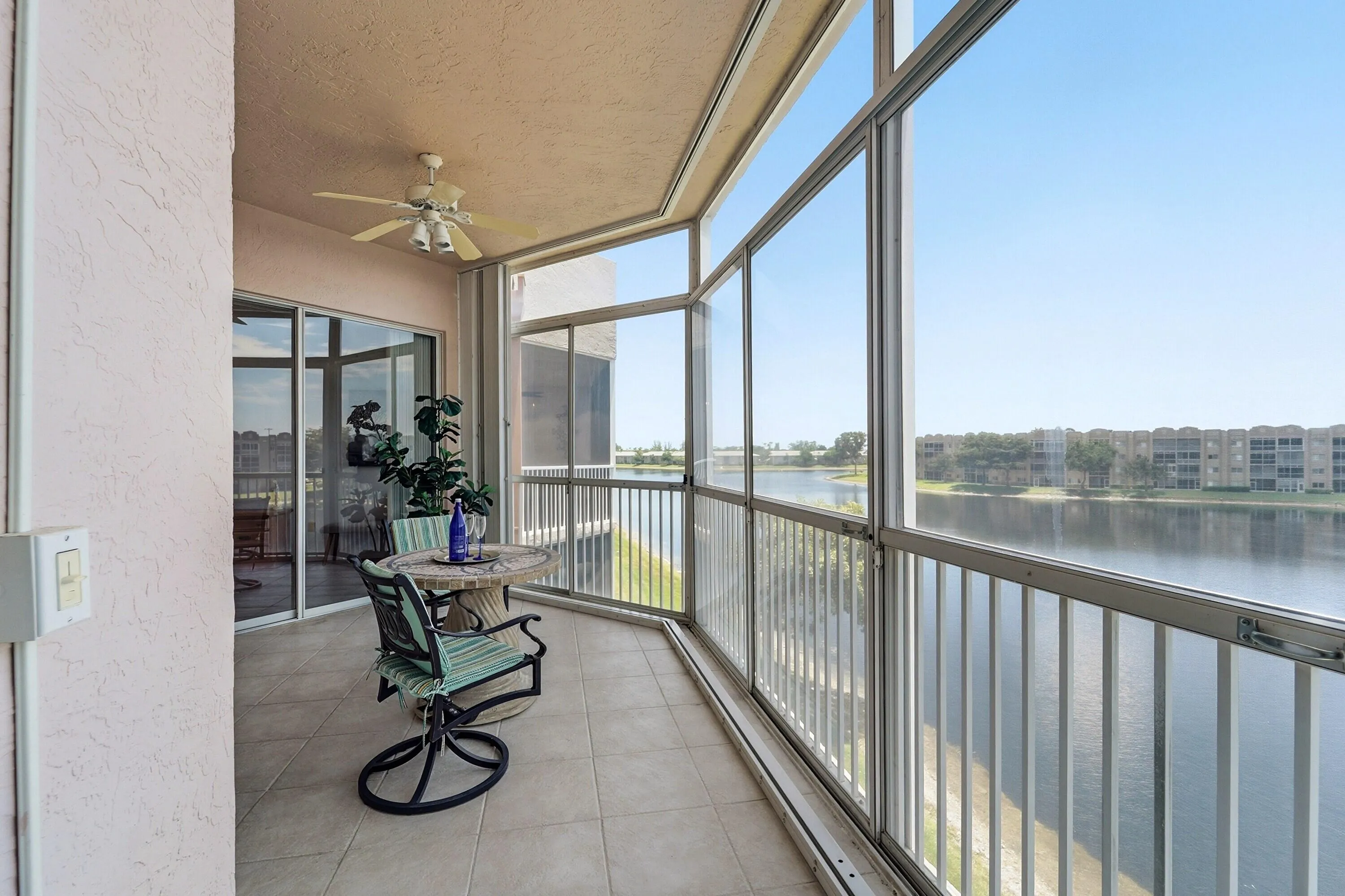 Wrap around patio with lake view