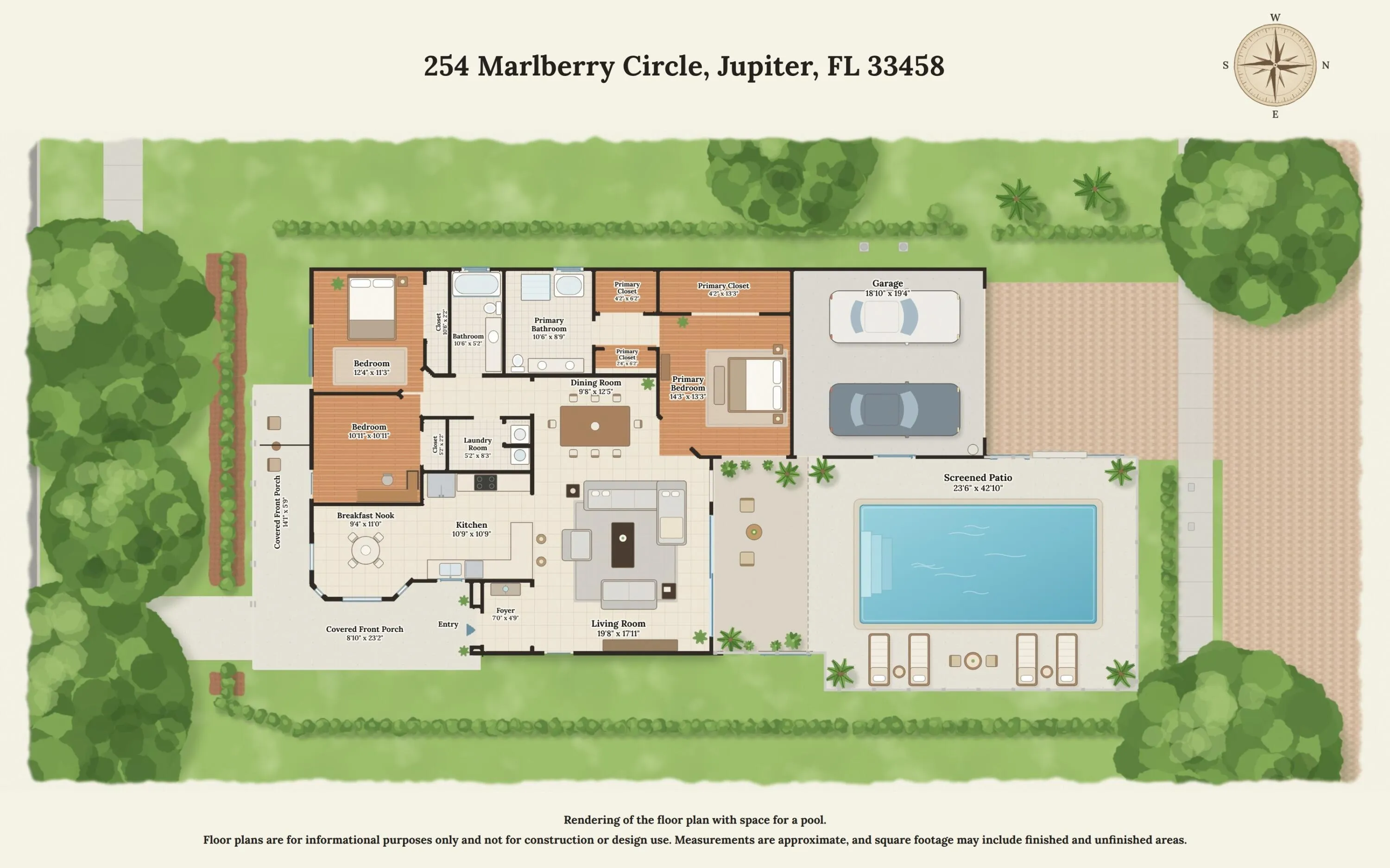 Floor Plan w:Pool - 254 Marlberry Cir