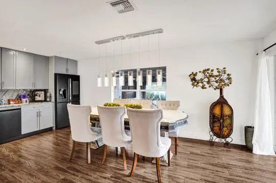 Wood-finish flooring throughout