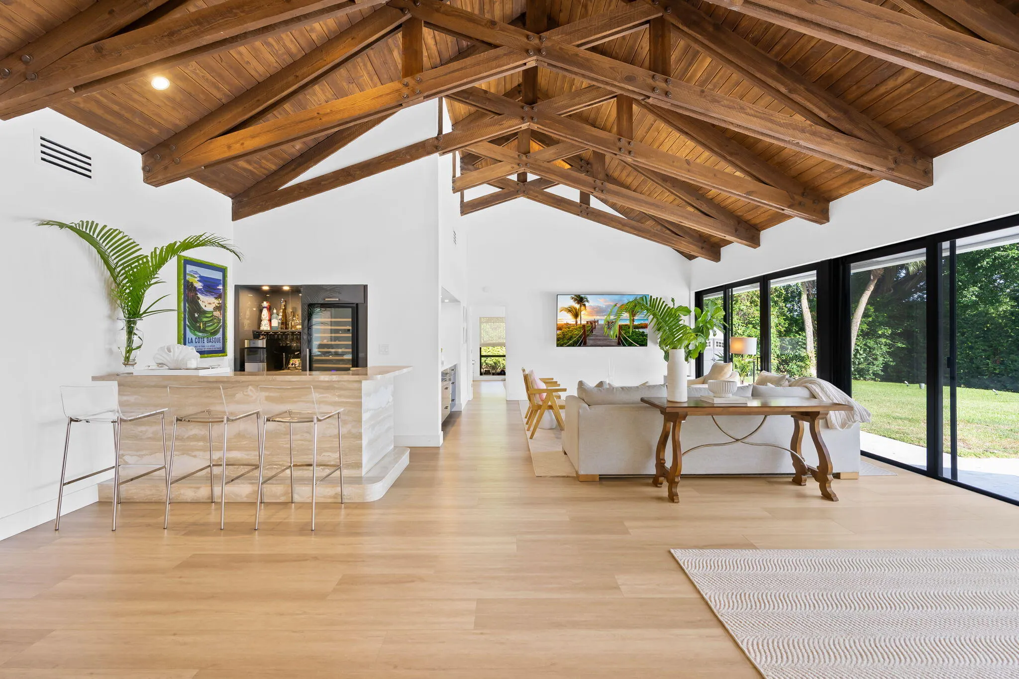 living area and bar