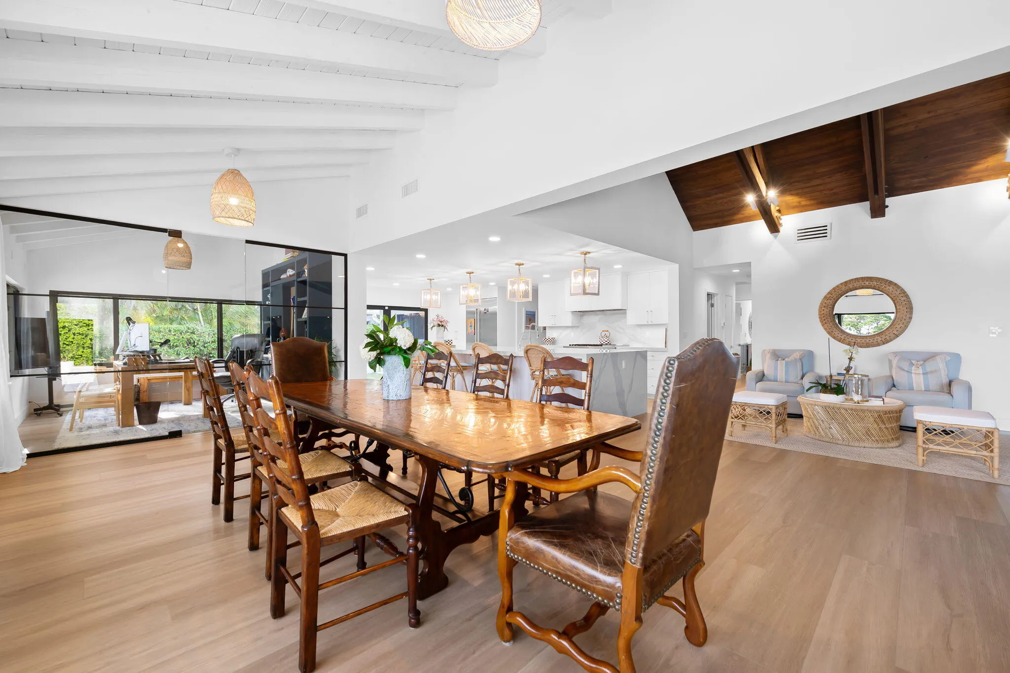 dining area with kitchen ara