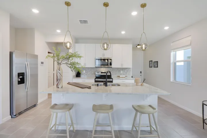 Kitchen with pendant lighting