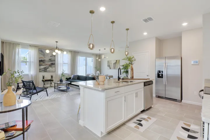 Kitchen island open to living room