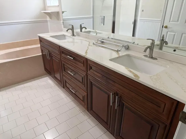 Separate tub and shower.