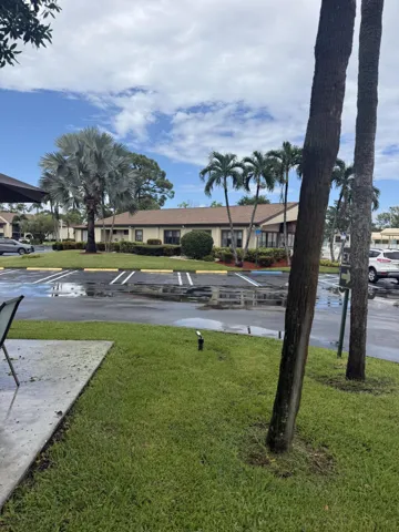 Directly across the parking lot