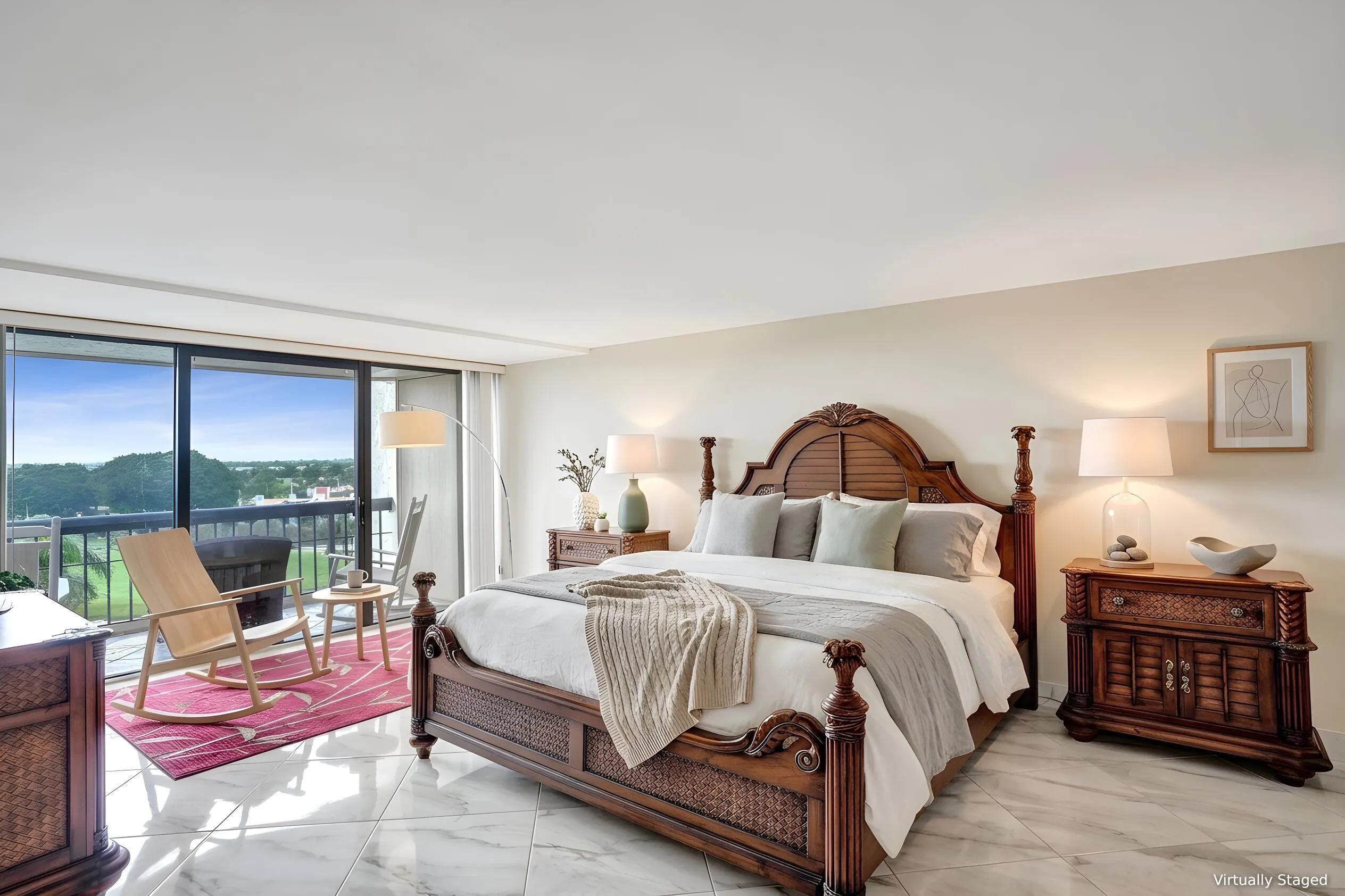 Virtually staged using AI – primary bedroom