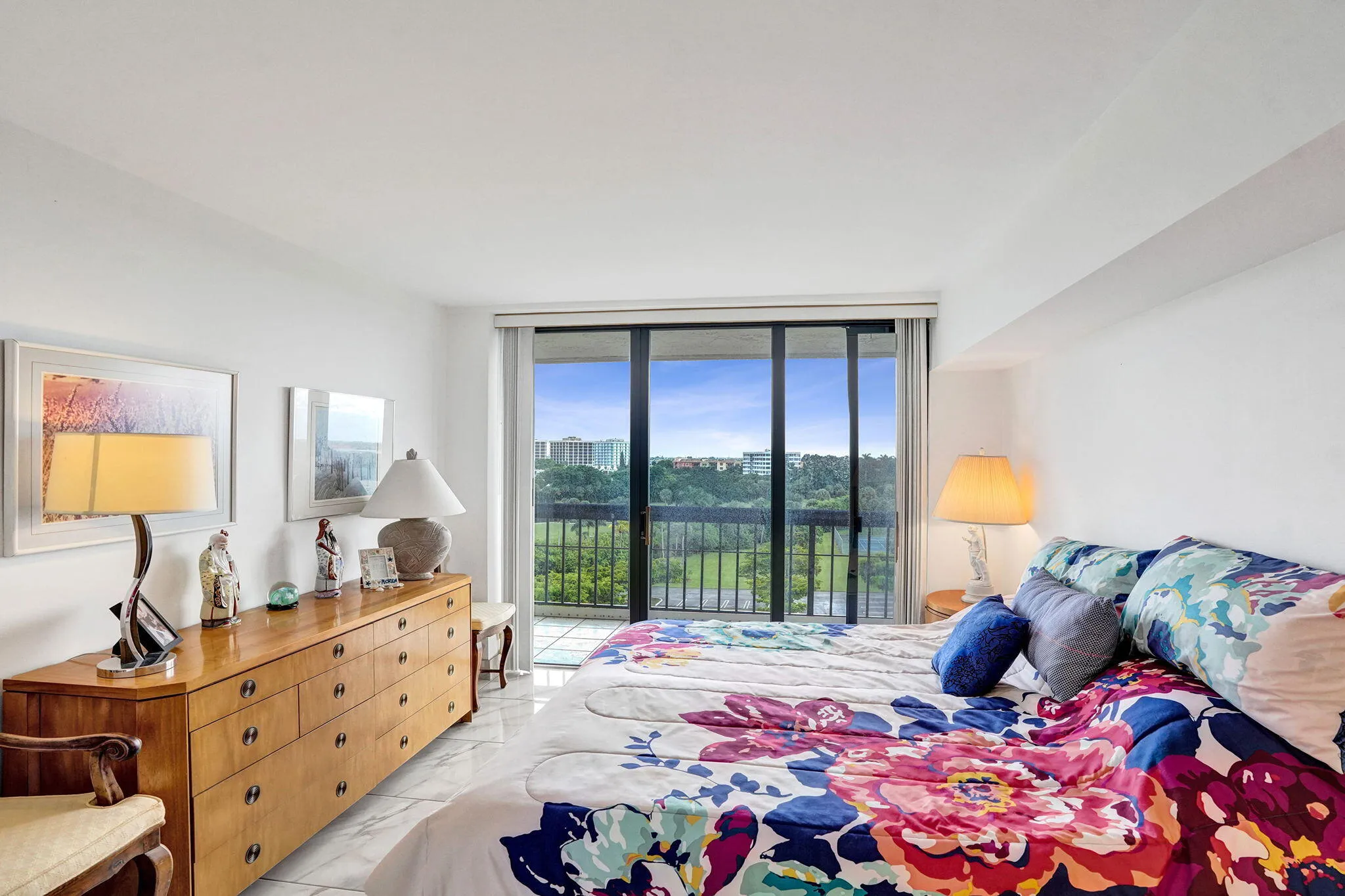 Guest bedroom with golf-course views