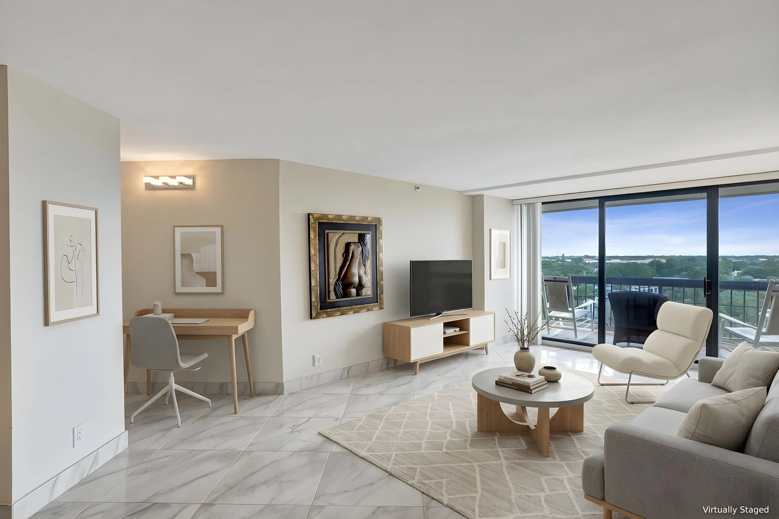 Virtually staged using AI – bedroom or home office