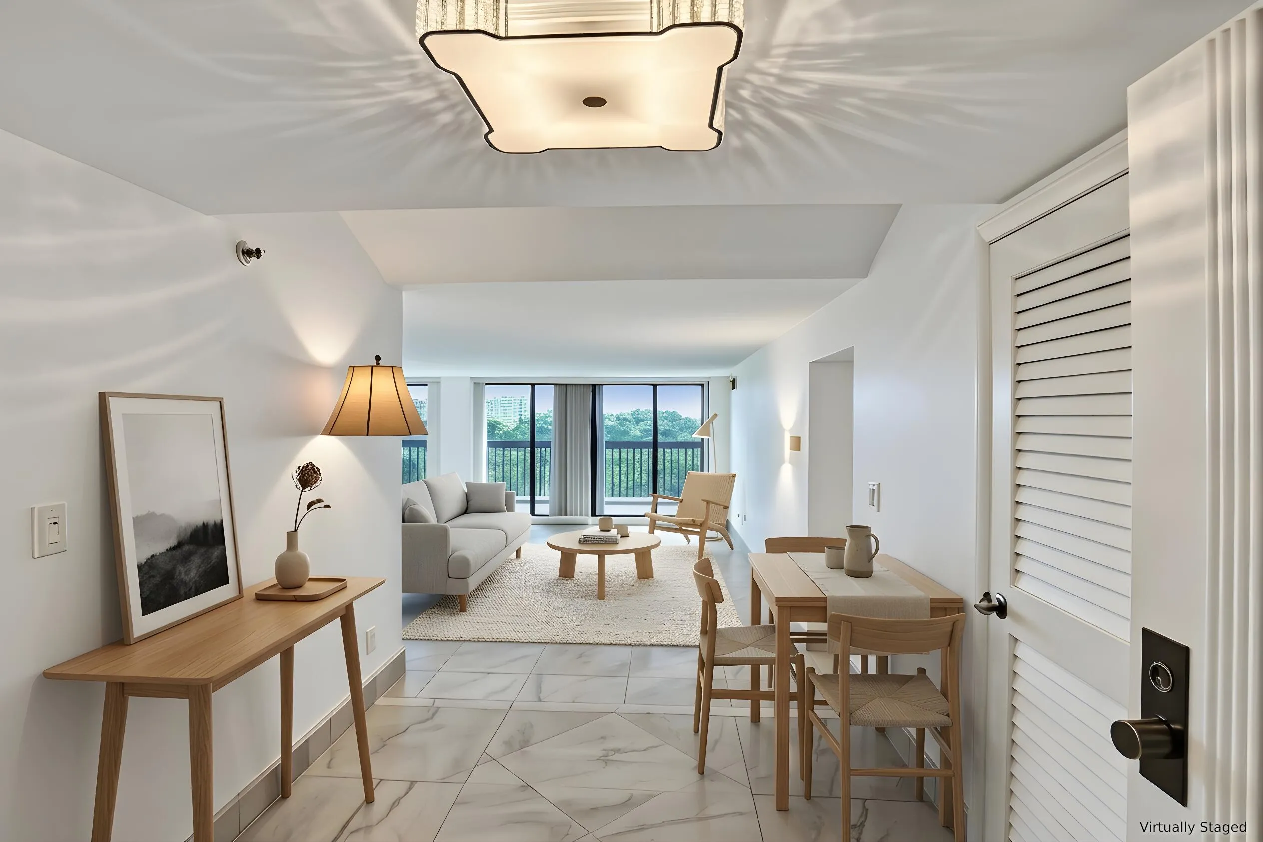 Virtually staged using AI – entry foyer