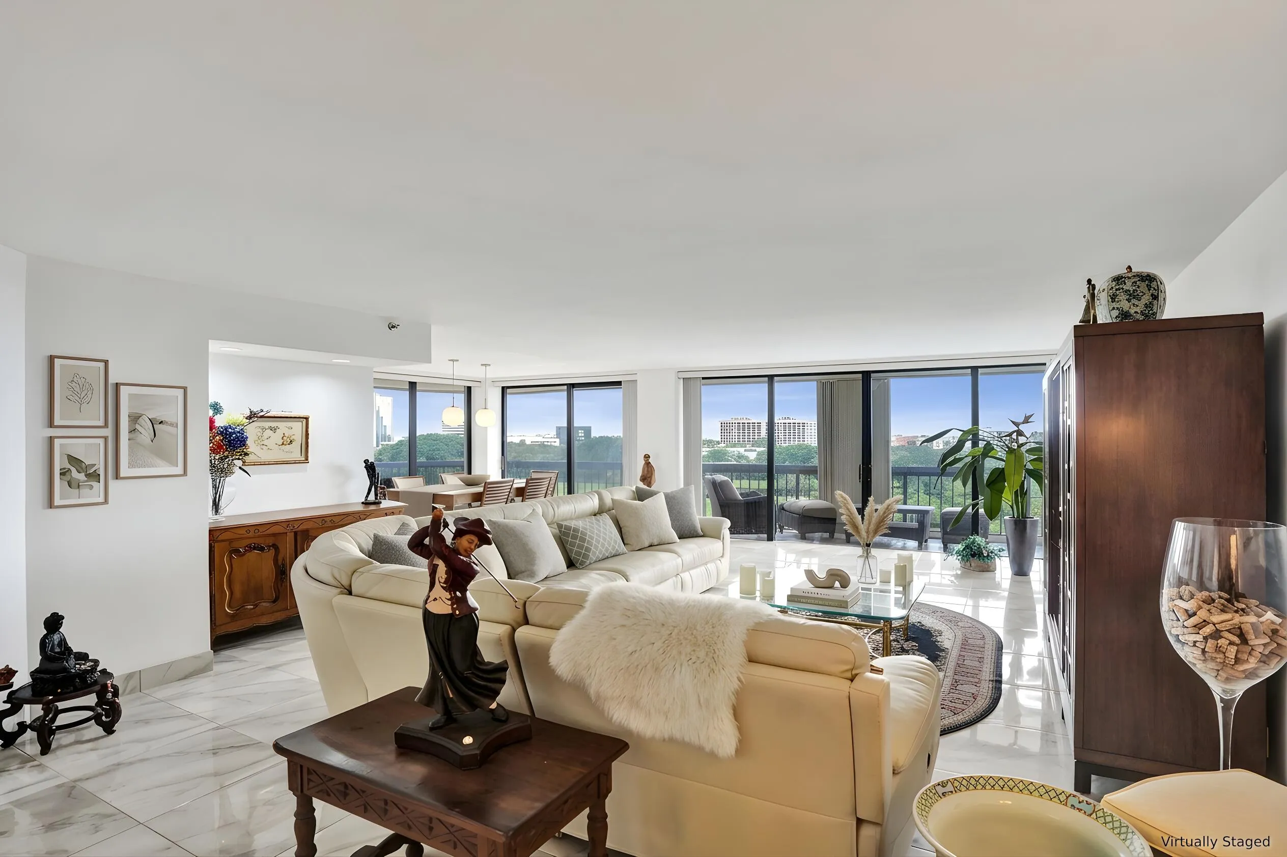 Virtually staged using AI – living and dining area