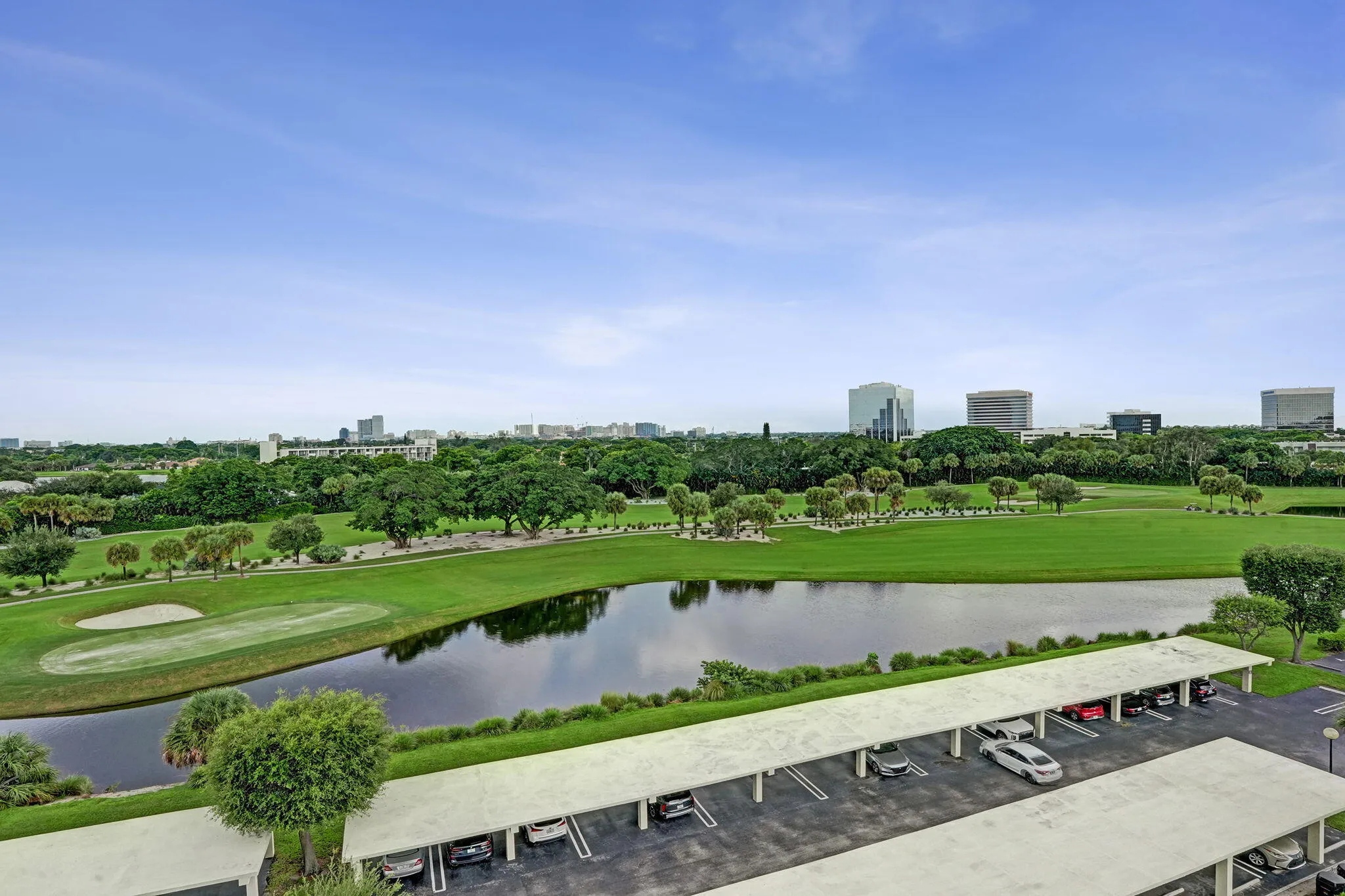 Panoramic golf-course and lake view