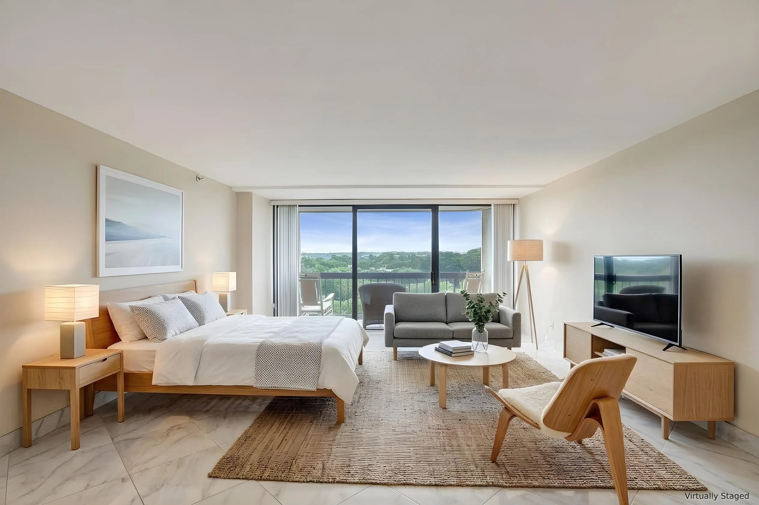 Virtually staged using AI – primary bedroom