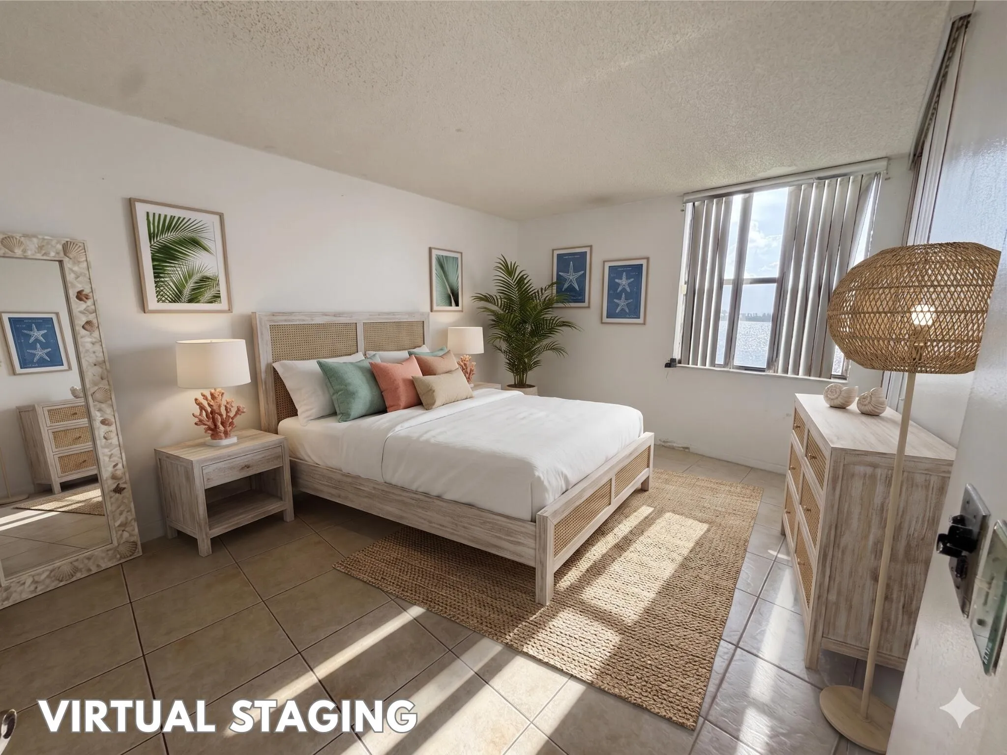 Tile flooring with a neutral finish