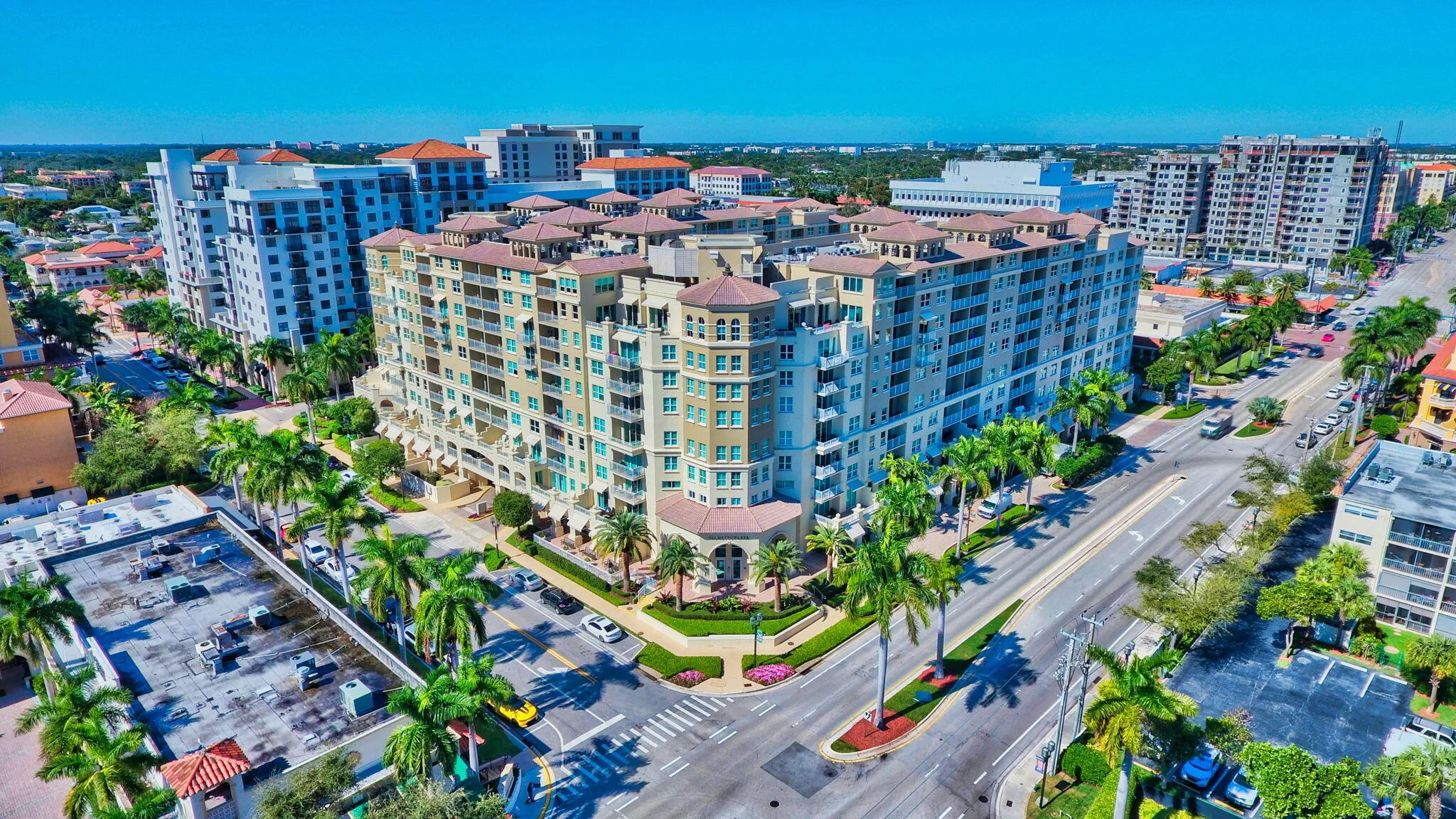 Multi-story residential building featuring private balconies.