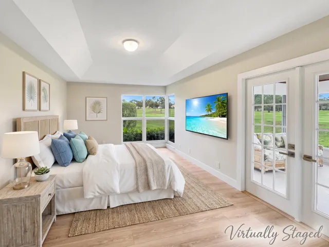 Virtually staged primary bedroom