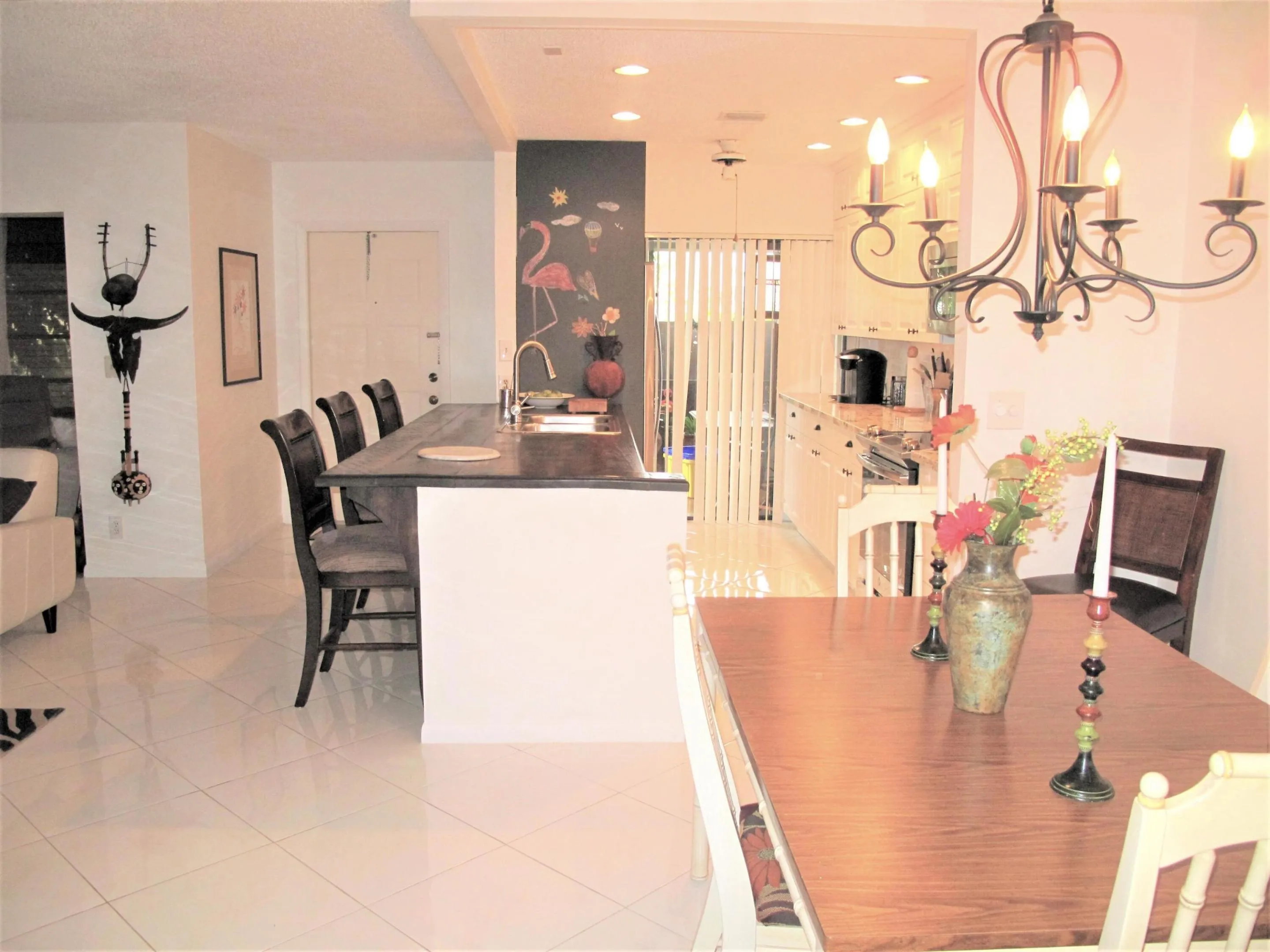 Open concept kitchen and dining area view