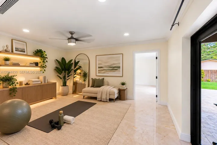 Primary suite Flex Room with Pool View Virtually Staged Picture