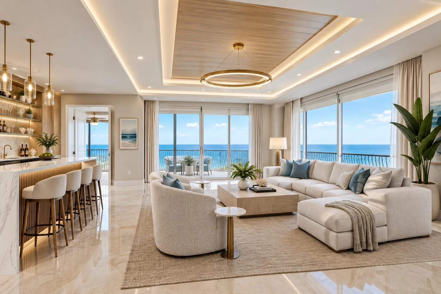 virtual staging bar and formal living room