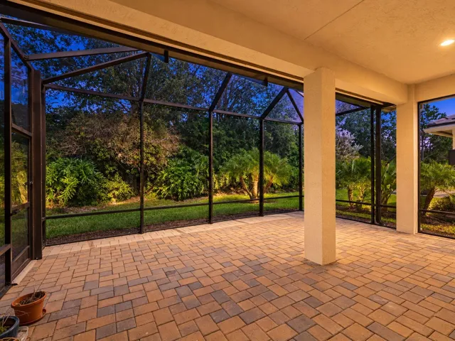 Covered and Screened Patio Night Shot