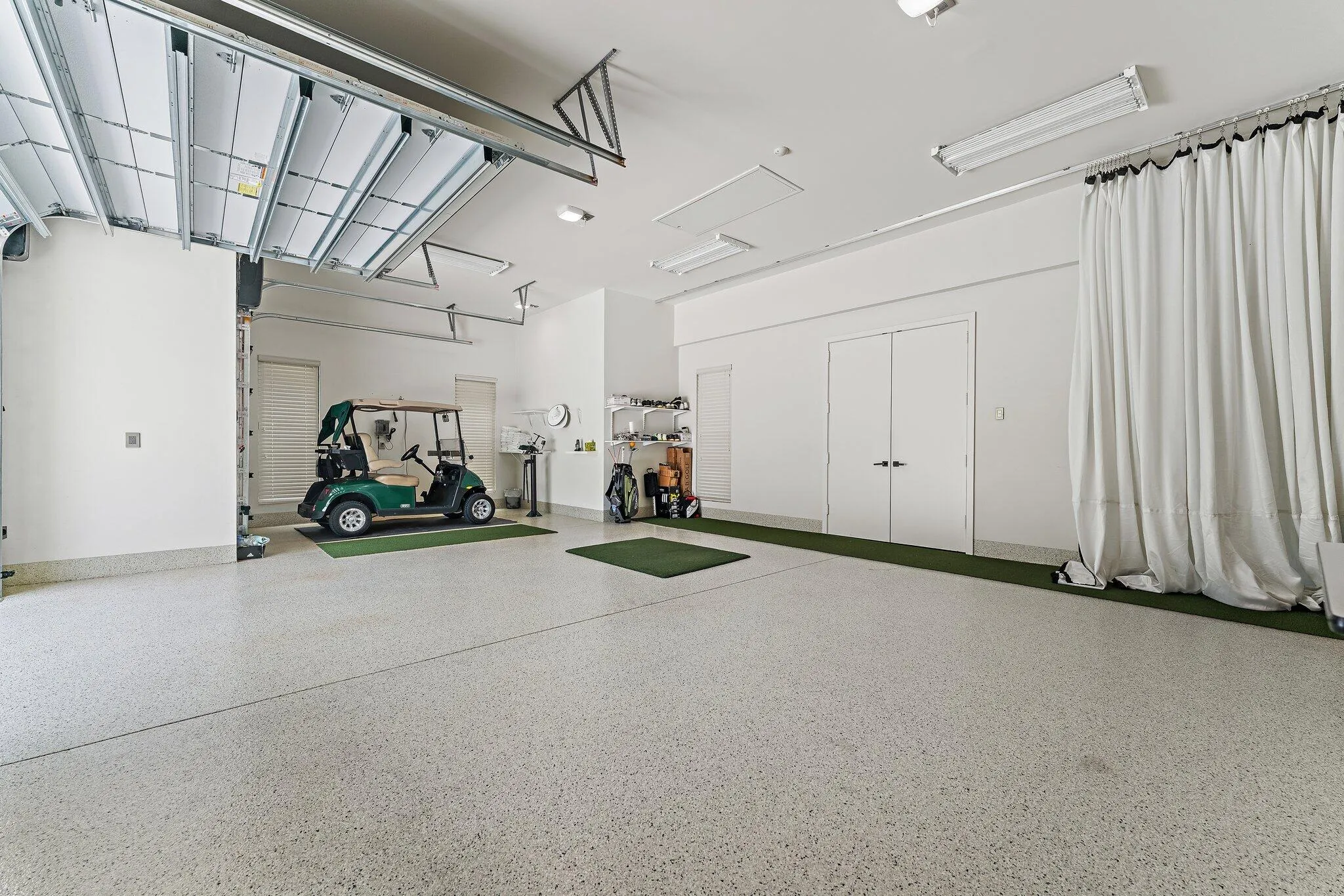 Garage with Golf Hitting Net