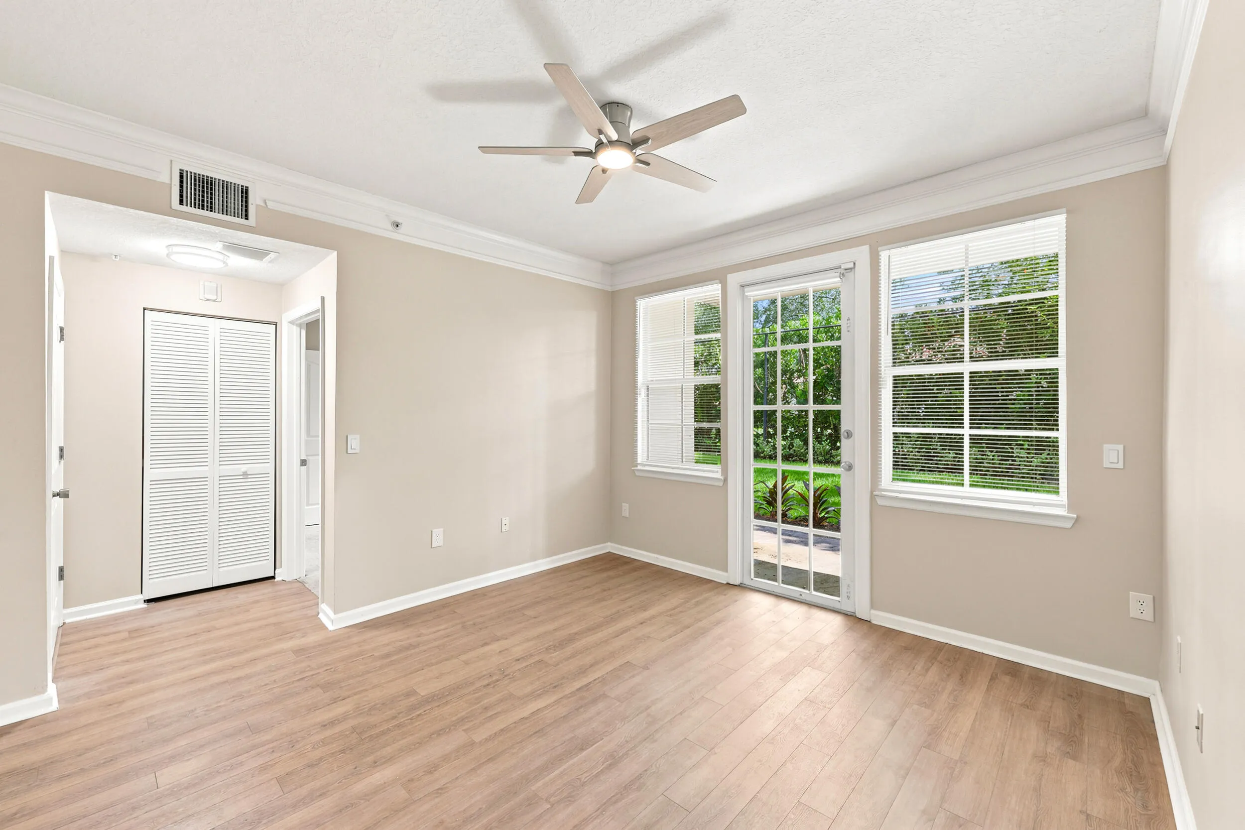 Living Room / Entry to second Bedroom and bath