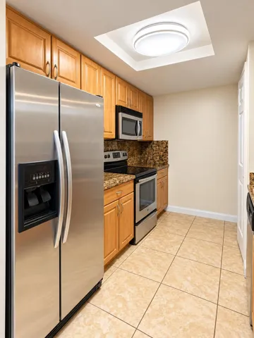 Kitchen with stainless steel appliances,