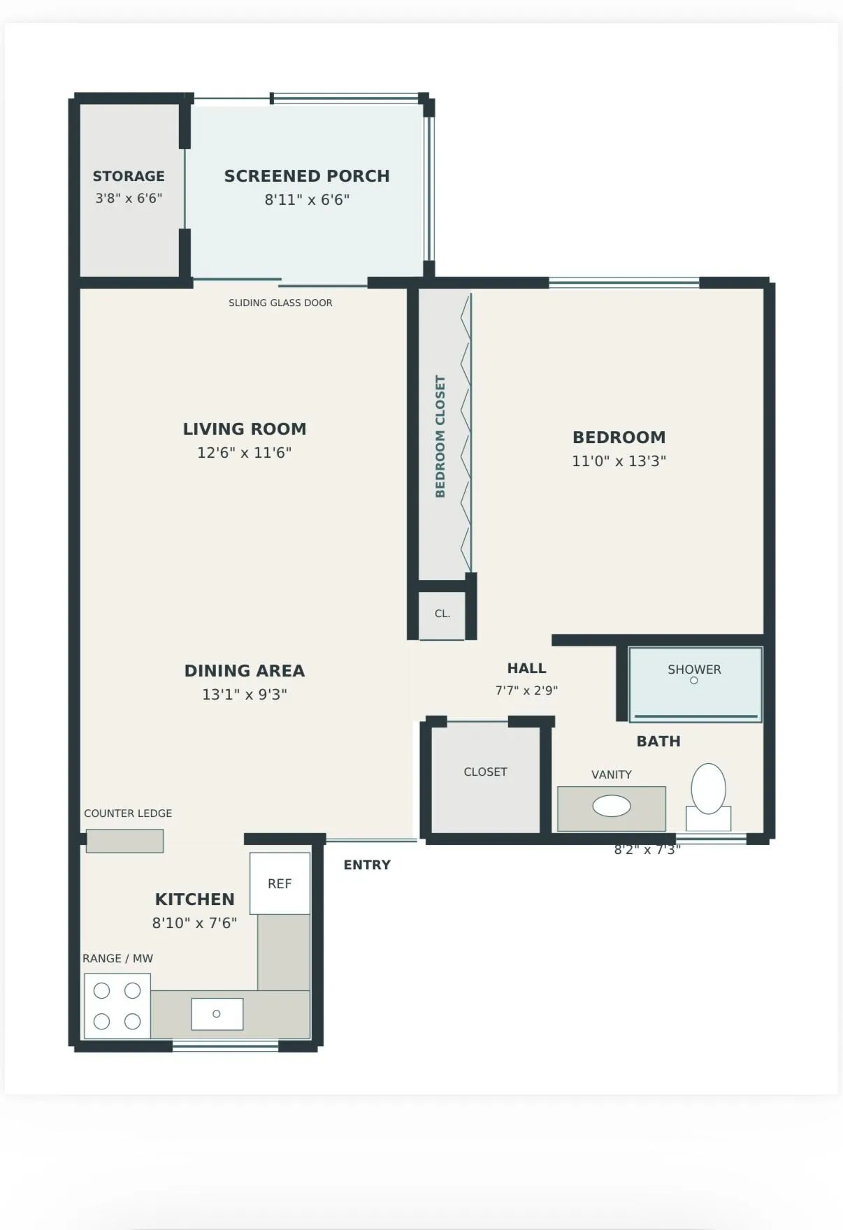 Floor Plan for 2920 Crosley Drive East, Apt E (Measurements and Information Deemed Reliable But Not Guaranteed)