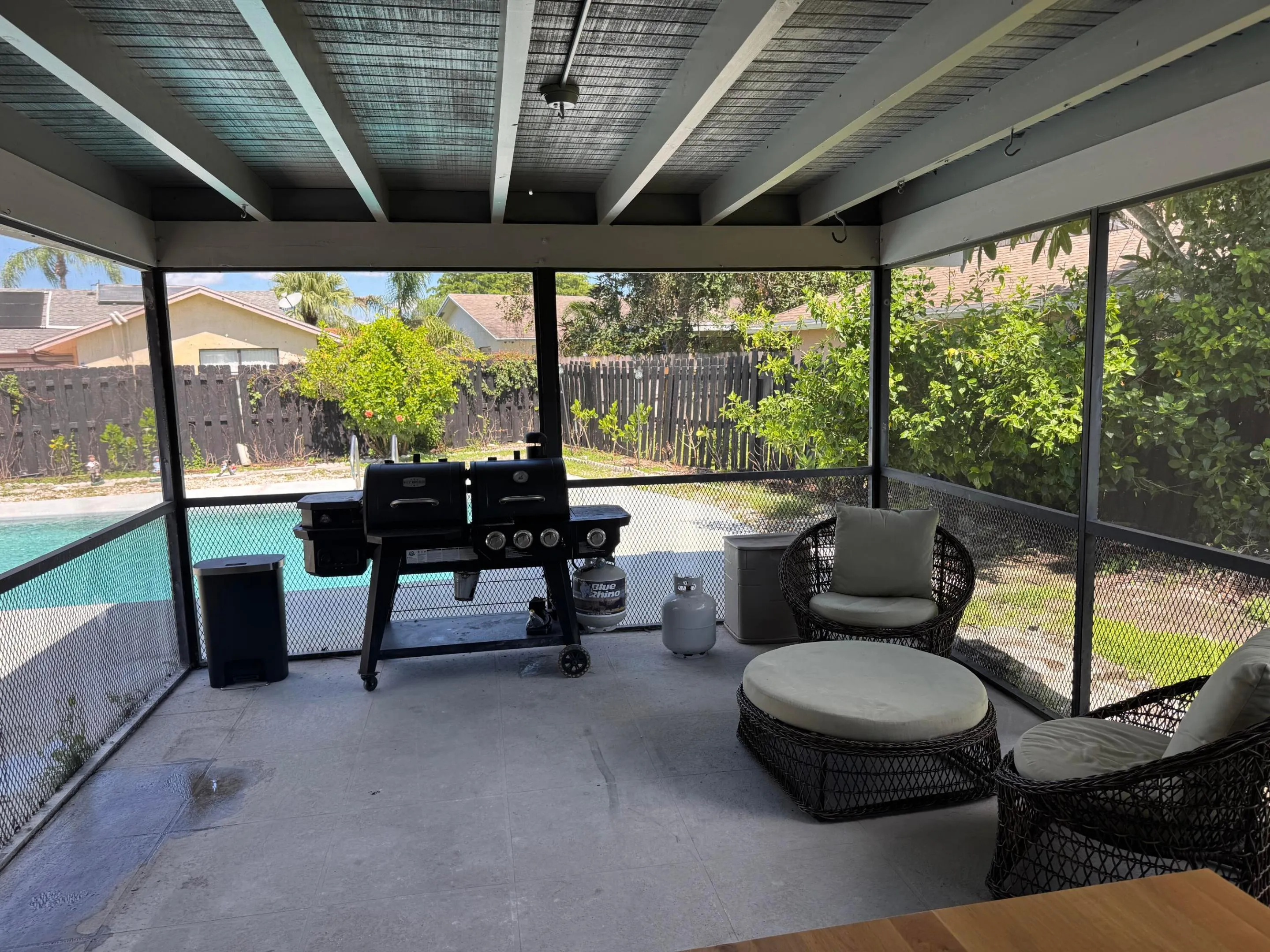 Screen patio bbq