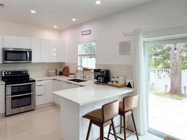 Kitchen area with lake views.