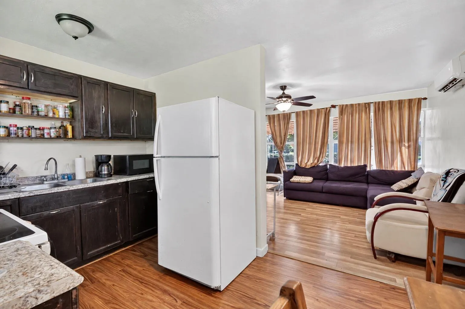 kitchen and living room