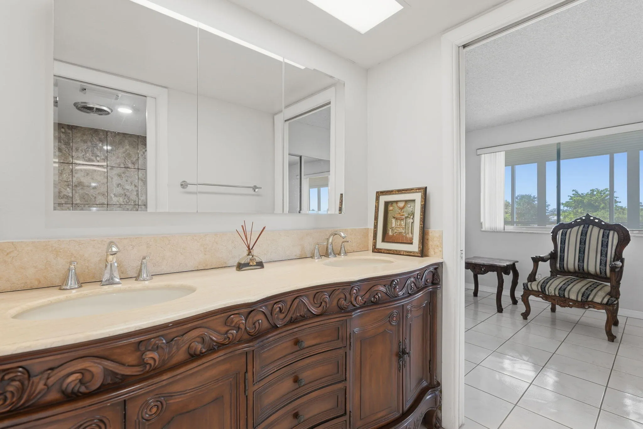 Upgraded vanity in bathroom