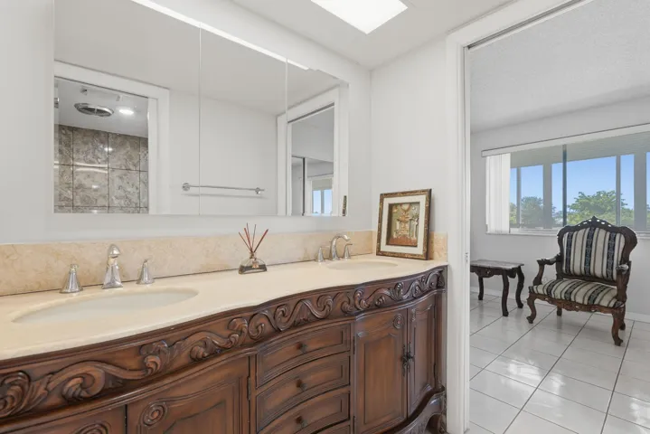 Upgraded vanity in bathroom