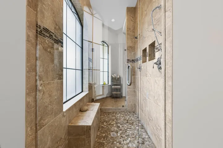 Walk-through Shower with Seating Bench