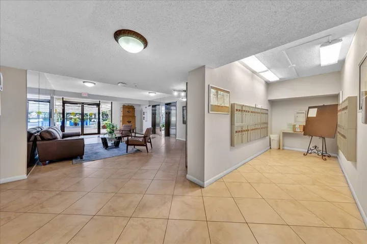 Secure lobby mailbox and storage room in lobby