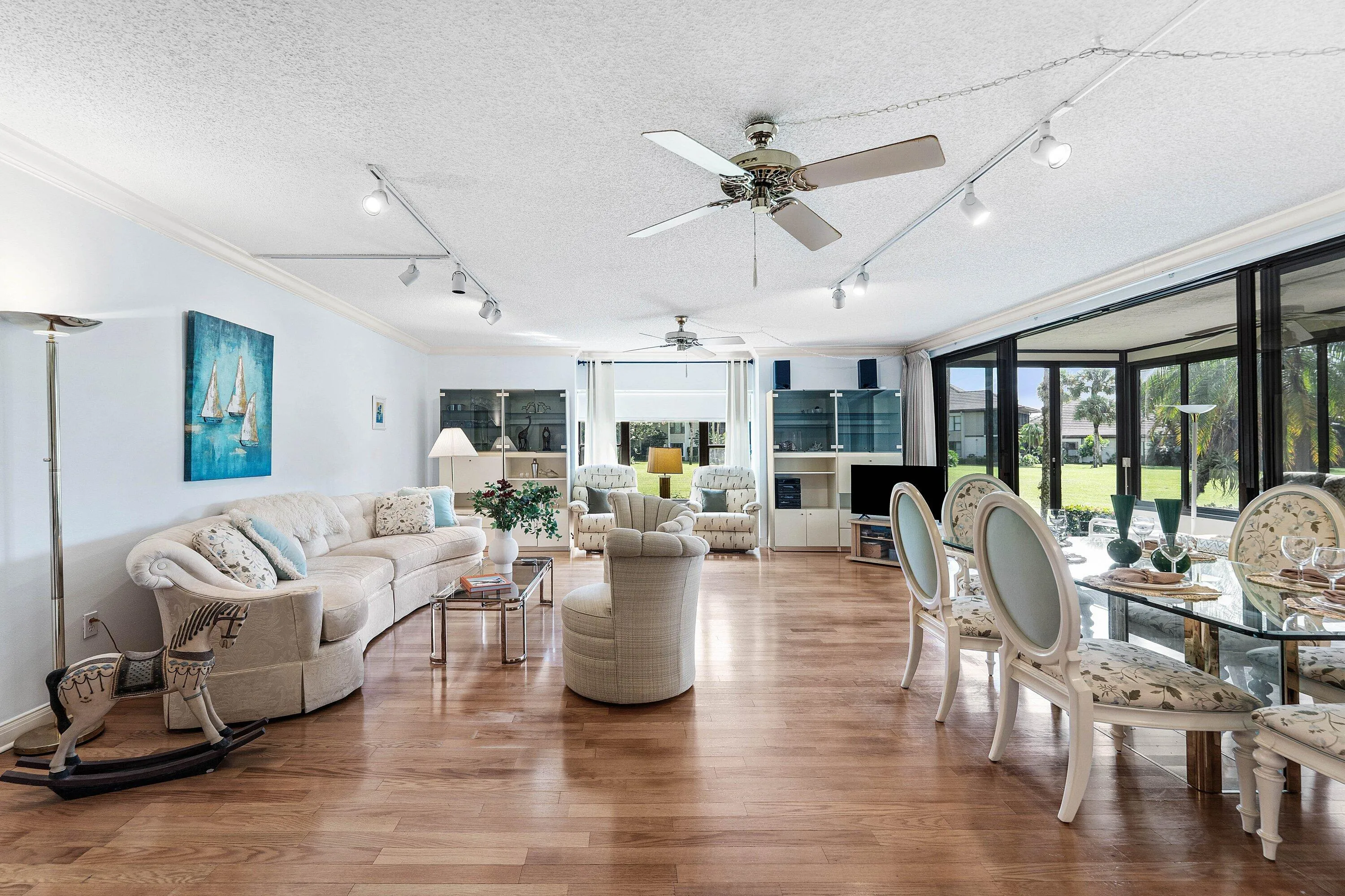 Living room and dining room