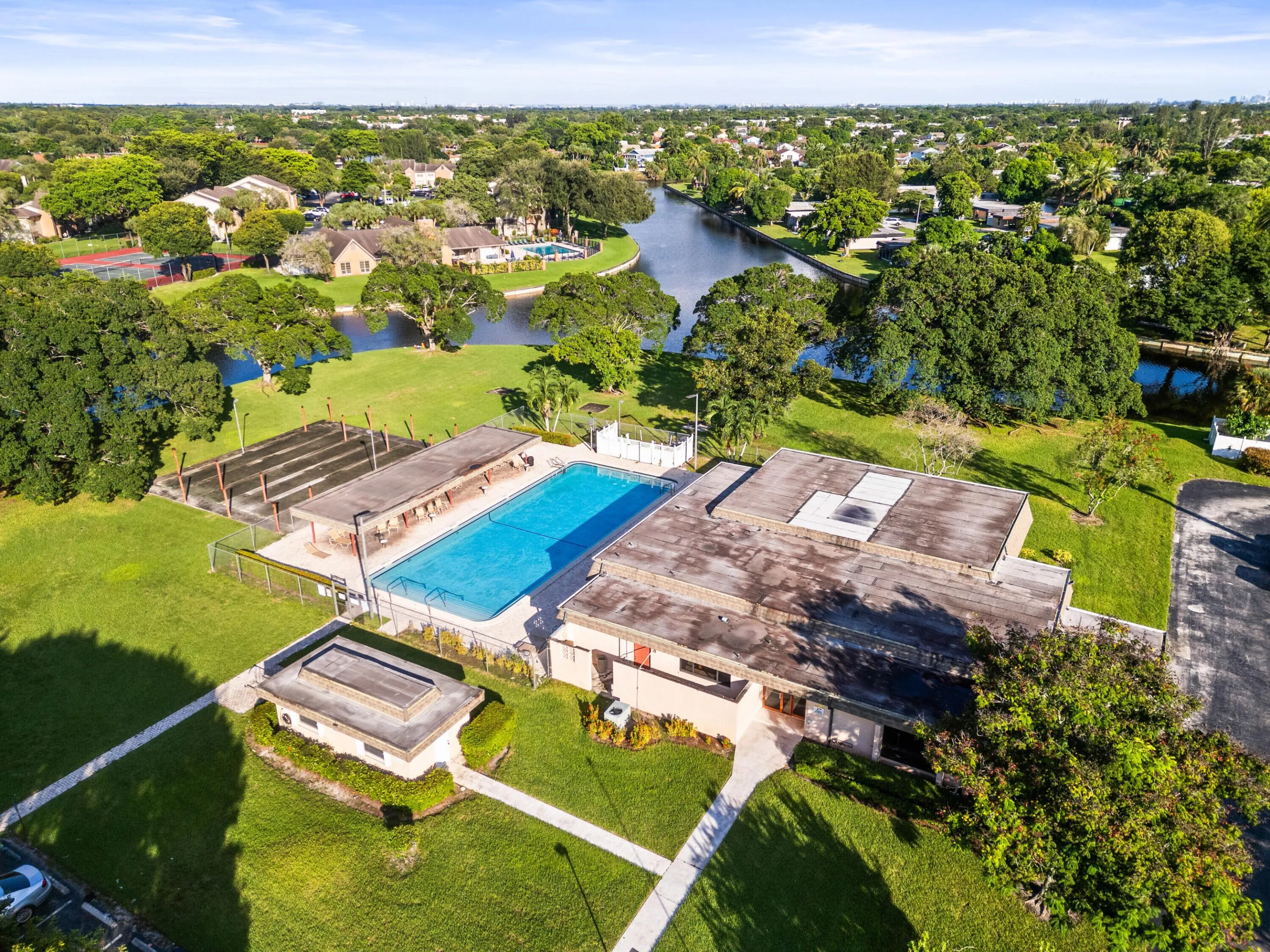 Aerial View. Community Pool and Lake