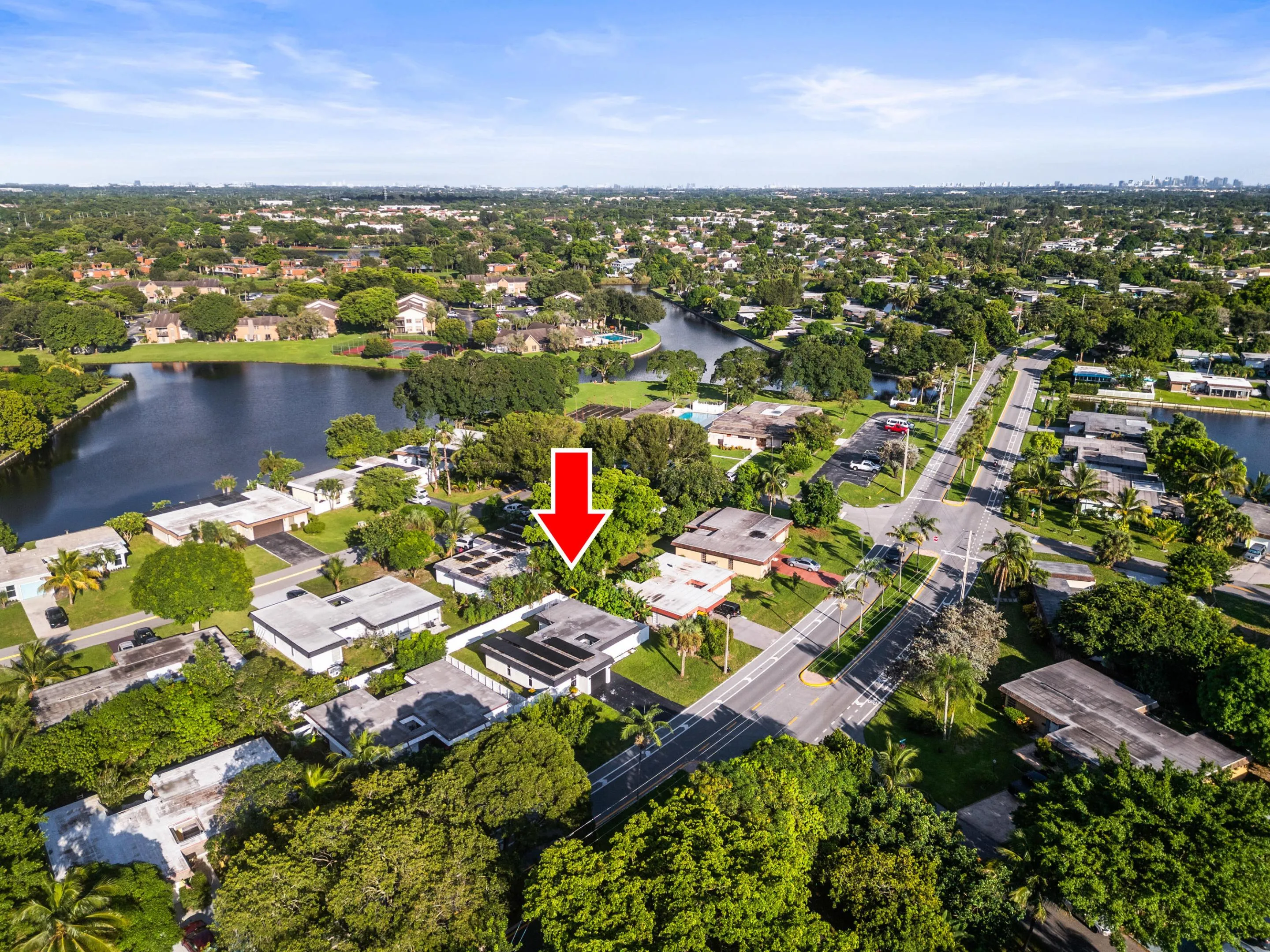 Aerial View. Property and Community