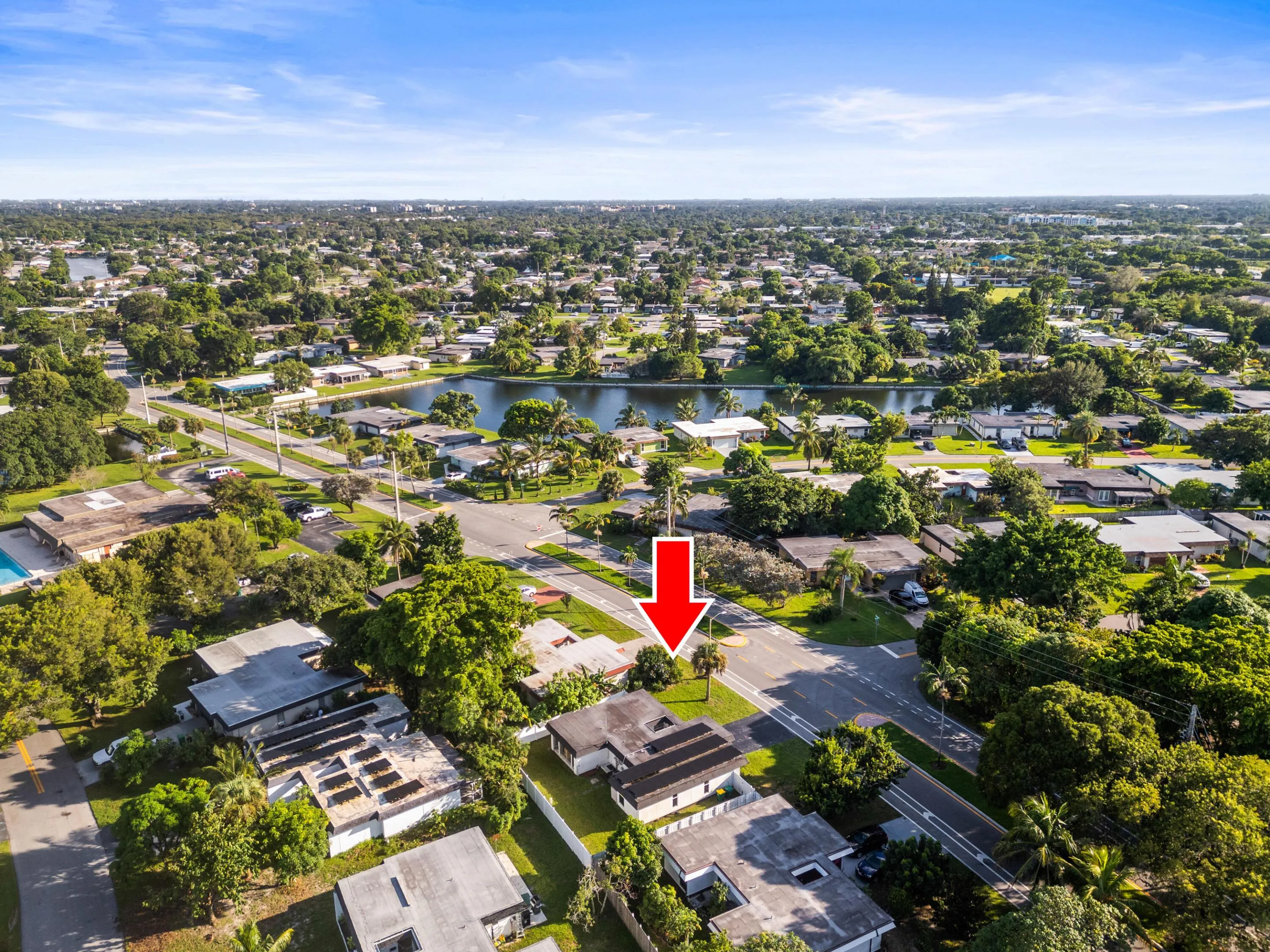 Aerial View. Property and Community