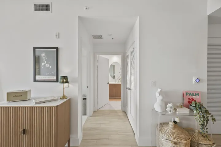 hall to washer/dryer, bathroom, bedroom