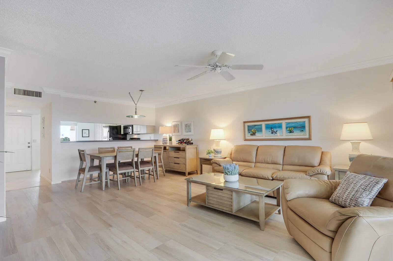 Living room and dining area