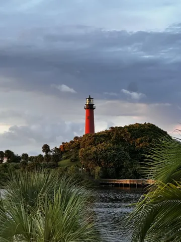 The iconic 108-foot-tall vibrant red brick tower - a true historic beacon of light